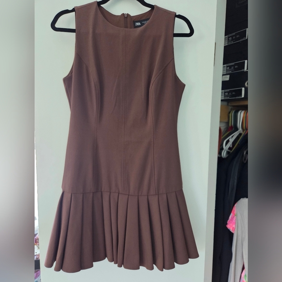 Zara Dresses & Skirts - ZARA Chic Sleeveless Brown Dress